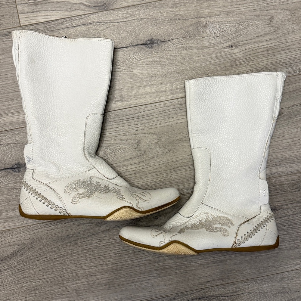 Rare Puma Vintage Early Y2K Leather Moto Boots